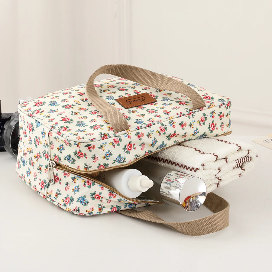 Fashion handheld full body printing lunch bag cartoon pattern large capacity nylon tote bag for travel luggage