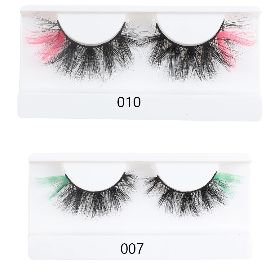 10/20/30 Pairs Colored 3D Mink Lashes 25mm Wholesale No Box Mink Eyelashes With Color On The Ends 2 Strips Color Lash End Makeup