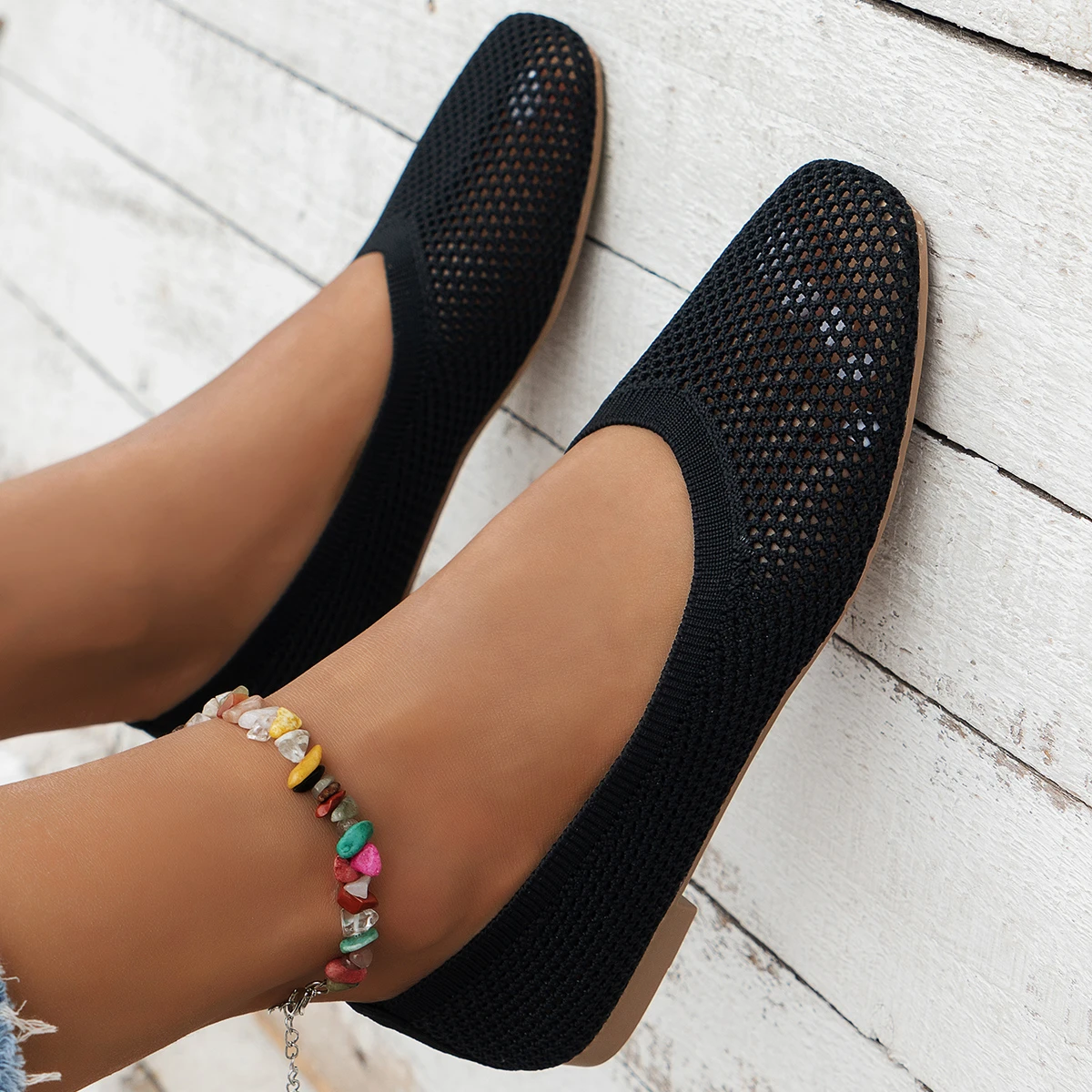 Nova malha tricô mocassins sapatos femininos apartamentos sapatos esportivos tênis casuais verão moda nova caminhada correndo aconchegante zapatos muje