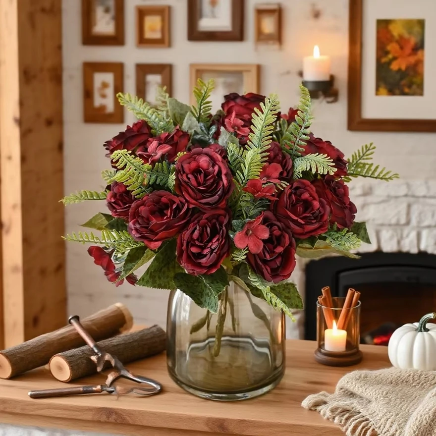 

6pcs Artificial Flowers Peony Home Living Room Table Filler Decor Festival Wedding Handmade Bouquet Outdoor Yard Garden Diy Gift