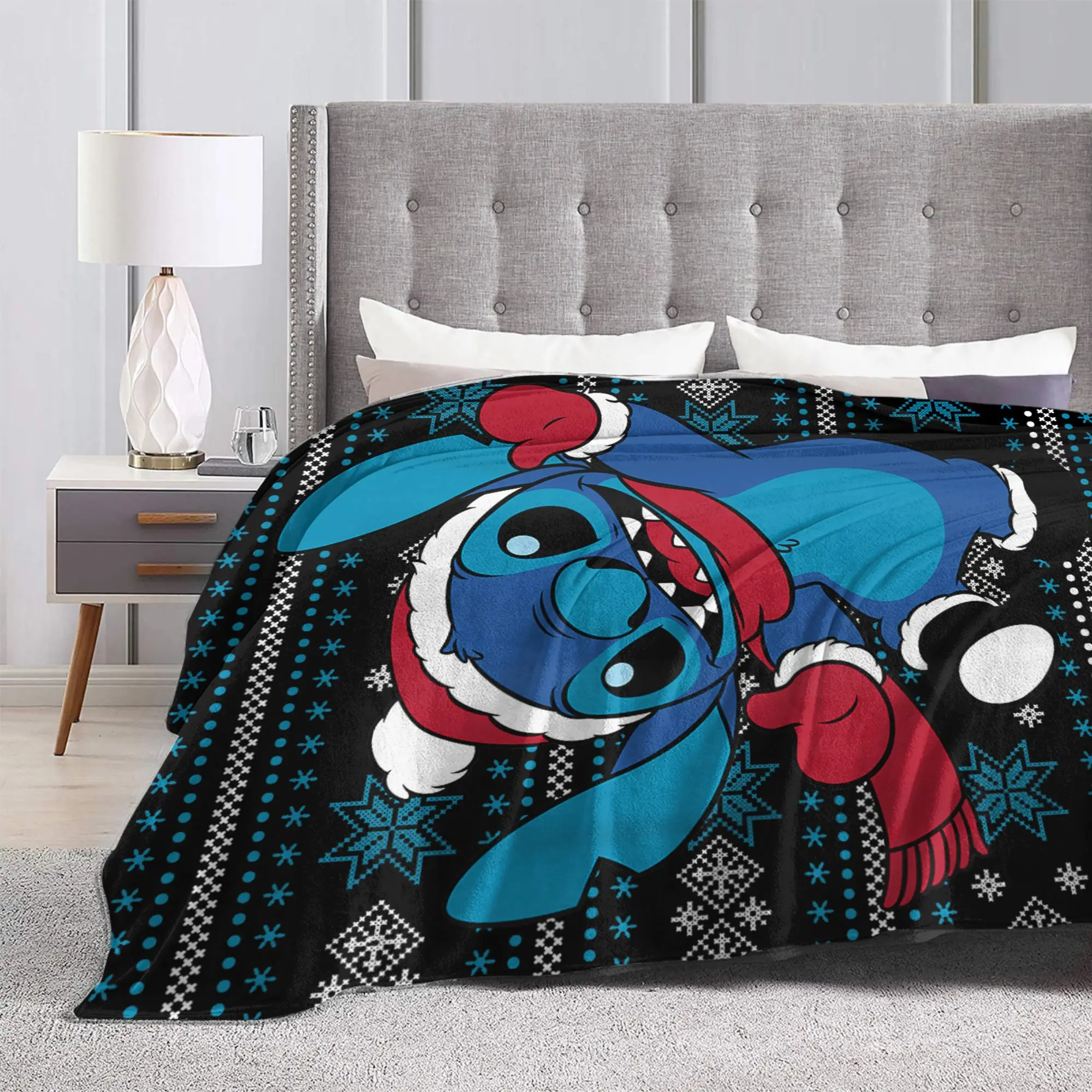 ليلو وستيتش سعيد عطلة بطانية سوبر لينة موضة أفخم رمي بطانية لصبي فتاة الأريكة كرسي الفانيلا المفرش غطاء السرير