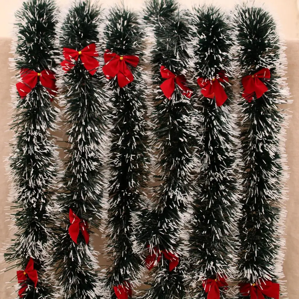 Large Red Metal Wreath Festive Christmas Garland Set Xmas Tree Tinsel Ornaments Metallic Twist Decorations for Indoor for New