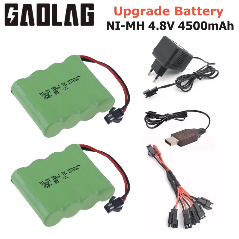 4.8v 4500mah AA Battery Or Charger For Rc toys Cars Tanks Robots Boats Guns Ni-MH AA 4.8v Rechargeable Battery Pack With SM Plug