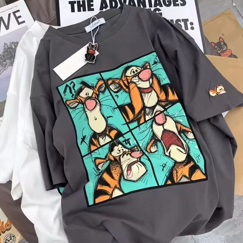 Disney Teigetje T-shirt Cartoon Zomer Paar Casual Ronde Hals Gedrukt Ademend T-shirt Y2K Zomer Leuke Meisjes Korte Mouw Top