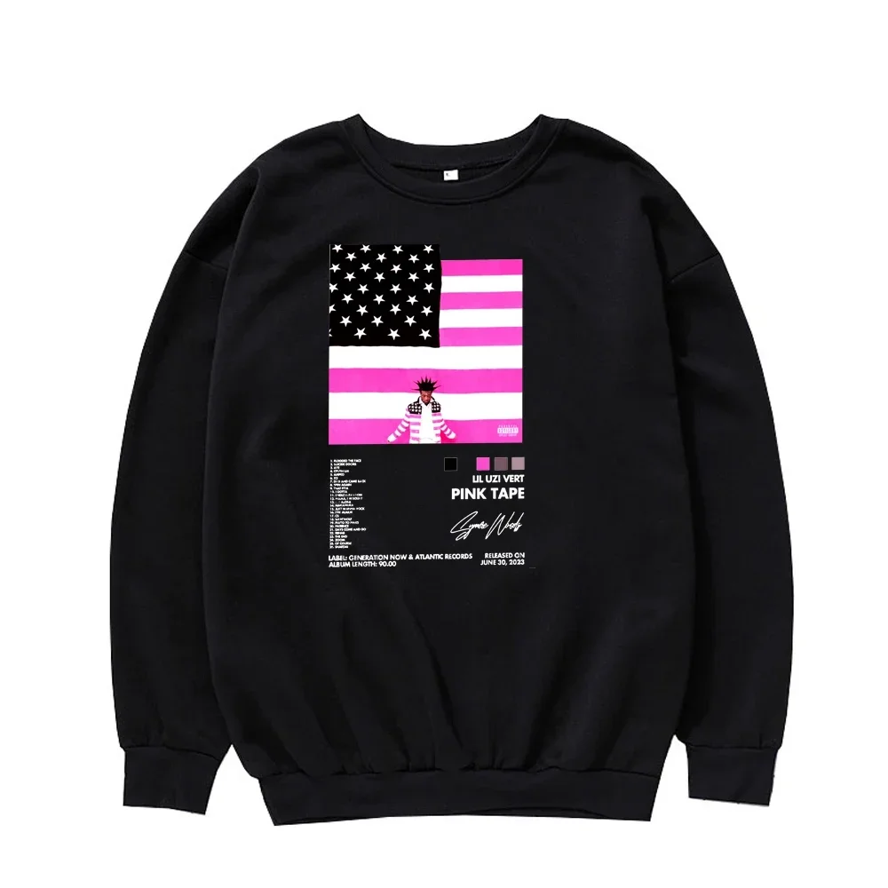 Rapper Lil Uzi Vert Music Album Pink Tape Crew Neck Sweatshirts Pink Print Letter Graphic Streetwear Gift For Fans