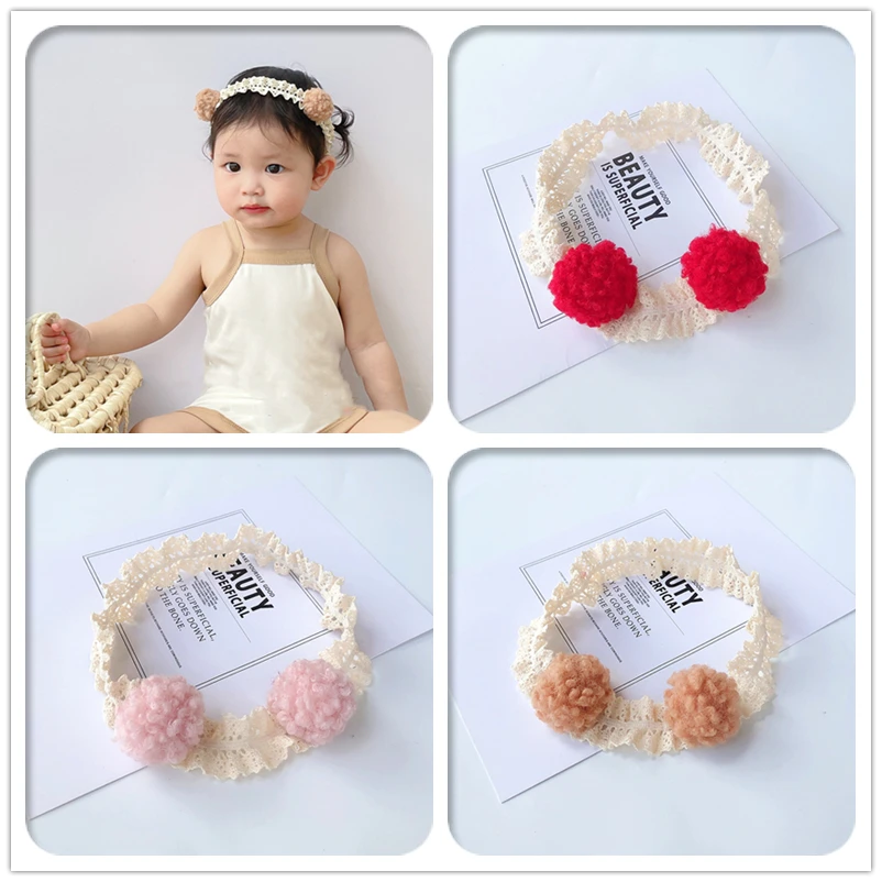 

12pcs/3C Cashmere Color Pompom Newborn Headbands Soft Hairbands Fashion Headwear Boutique Hair Accessories for Girls