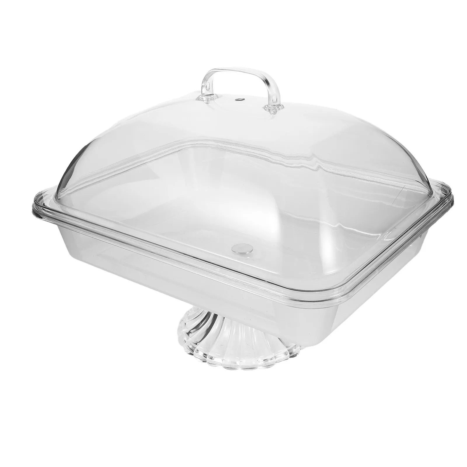 Clear Serving Tray with Lid Cold Food Buffet Server Rectangular Cake Stand Cover Fruit Tray for Wedding Buffet