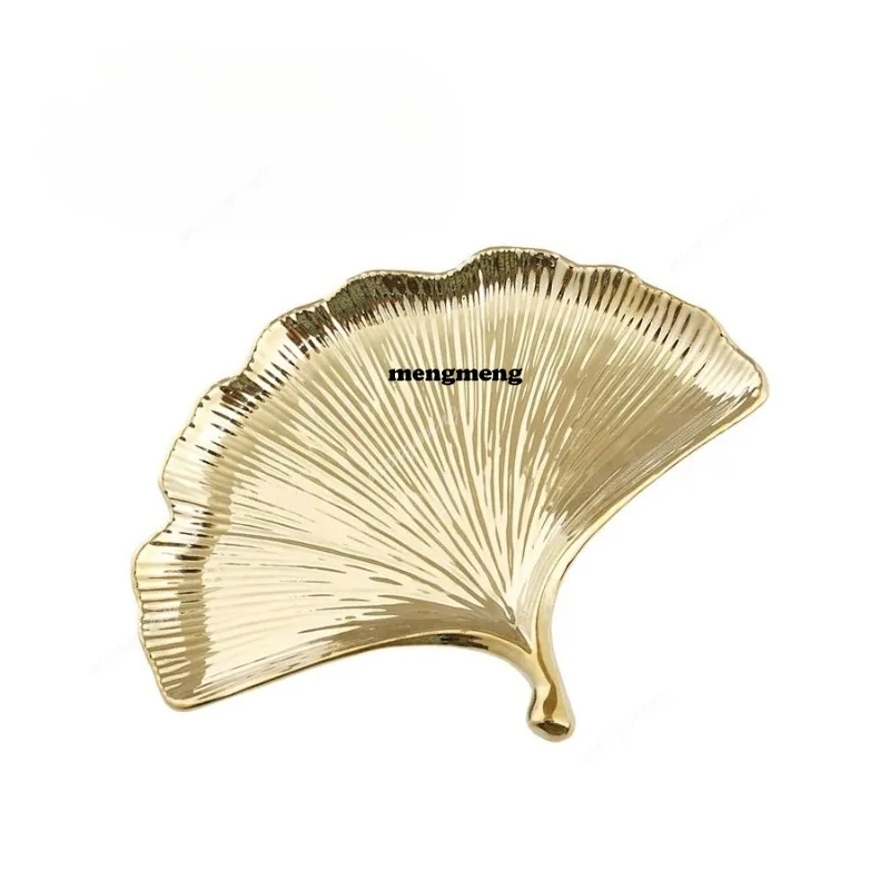 Phnom Penh Ginkgo biloba decorative plate Ceramic storage plate Dinner plate Gold silver