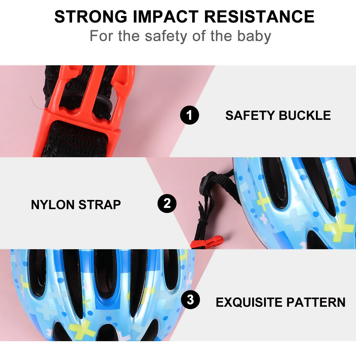 

Детская защитная кепка синего цвета с узором для роликовых коньков и беговелов, 1 шт.