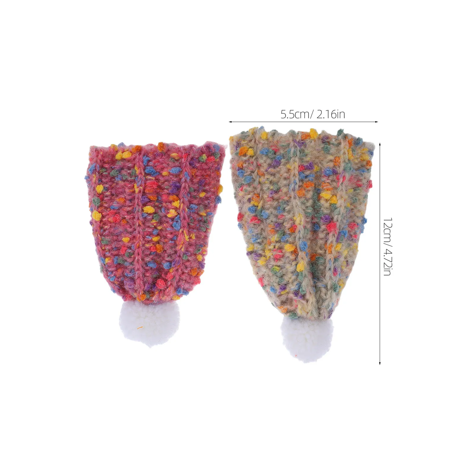 2Pcs Mini Knitted Hats Wool Yarn Tiny Winter Beanies for Dollhouse Ornaments Crafts Decoration Art Supplies Cute Small Hat