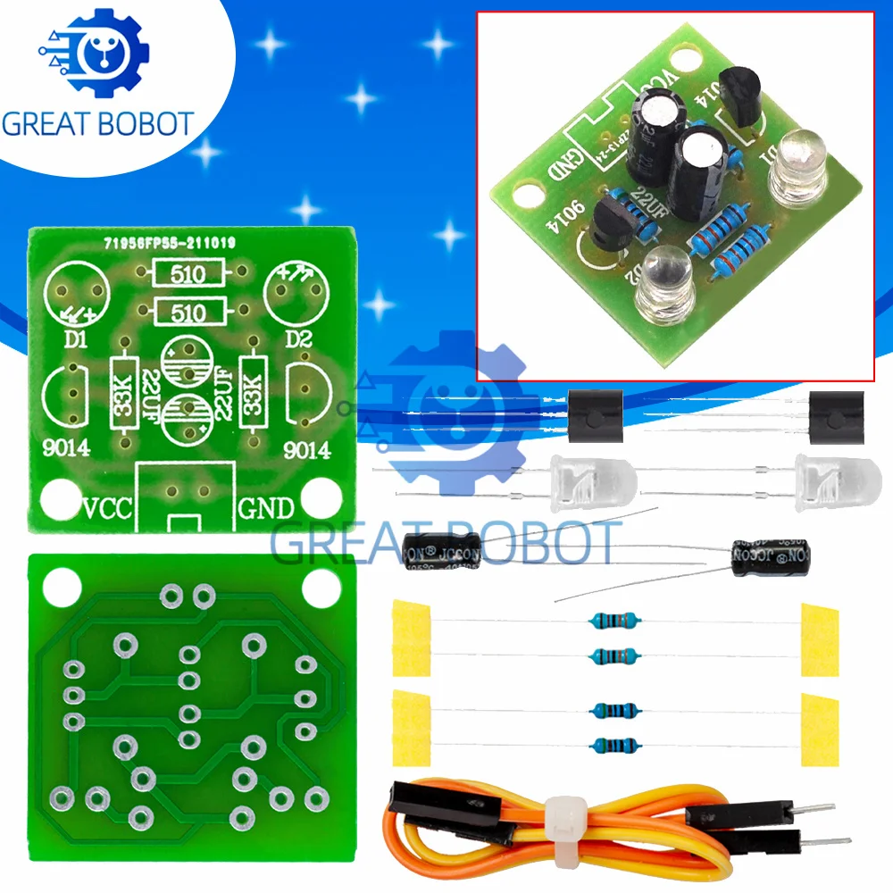 DIY Kit 5MM LED Simple Flash Light Circuit Simple flashing Leds Circuit Board Kits Electronic Production Suite Parts