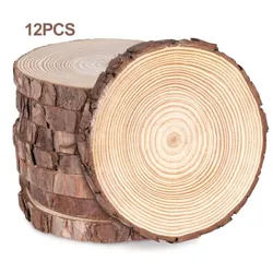 12pcs Wood Slices  Thicken Pine Wooden Rounds, Perfect For Mothers Day Decor, Wedding, Birthday, Anniversaries, Parties Ornament