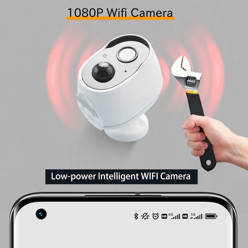 Câmera wi-fi 1080p, bateria recarregável, câmera ip de segurança sem fio, detecção de movimento pir, à prova d'água, câmera de vigilância externa