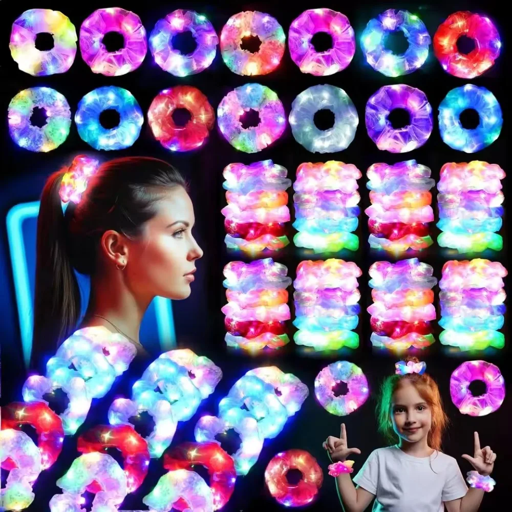 Modische LED-Leucht-Haargummis, leuchtende Haargummis für Mädchen, blinkende Haargummis, Haarbänder, Haar-Accessoires