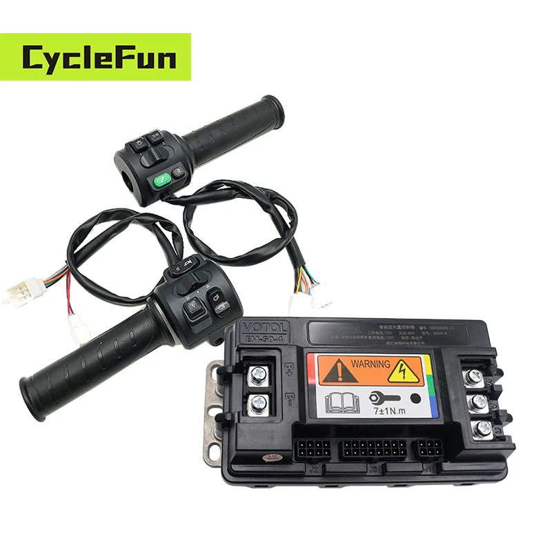 Votol EM50-4 48v-72v Boost 80A FOC BLDC Controller with Throttle for 1000w 1500w PMSM Hub Motor Electric Scooter