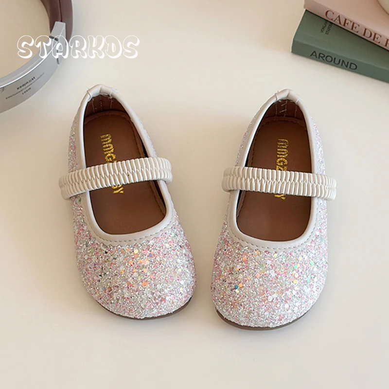 Sparkling Star Sequin Ballet Flat Kid Girls Luxury Slip-on Elastic Band Glitter Ballerina Shoes Baby Child Dancing Party Zapatos