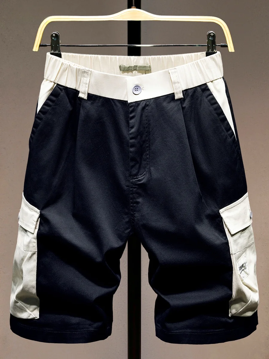 

Модные городские рабочие брюки для мужчин: свободные, прямого кроя, длиной до колена, повседневные, из дышащей хлопковой смеси