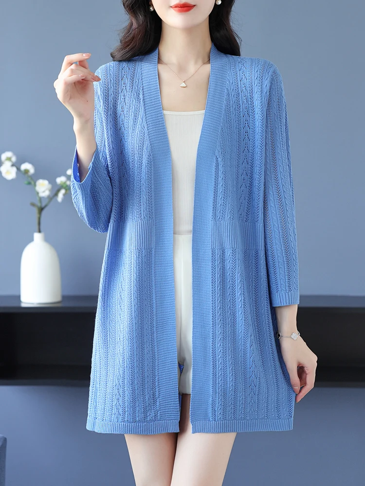 

Solid Cardigan Sweater Women New Spring Summer Women Clothing Half Sleeve Thin Sweater Knitwear Cardigans