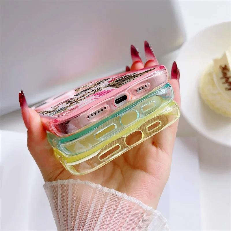 Fashion Y2K Leopard print lipstick Phone Case for iPhone 13 14 15 16 Pro Max Plus 16plus 15plus Cute Jelly shockproof Back Cover