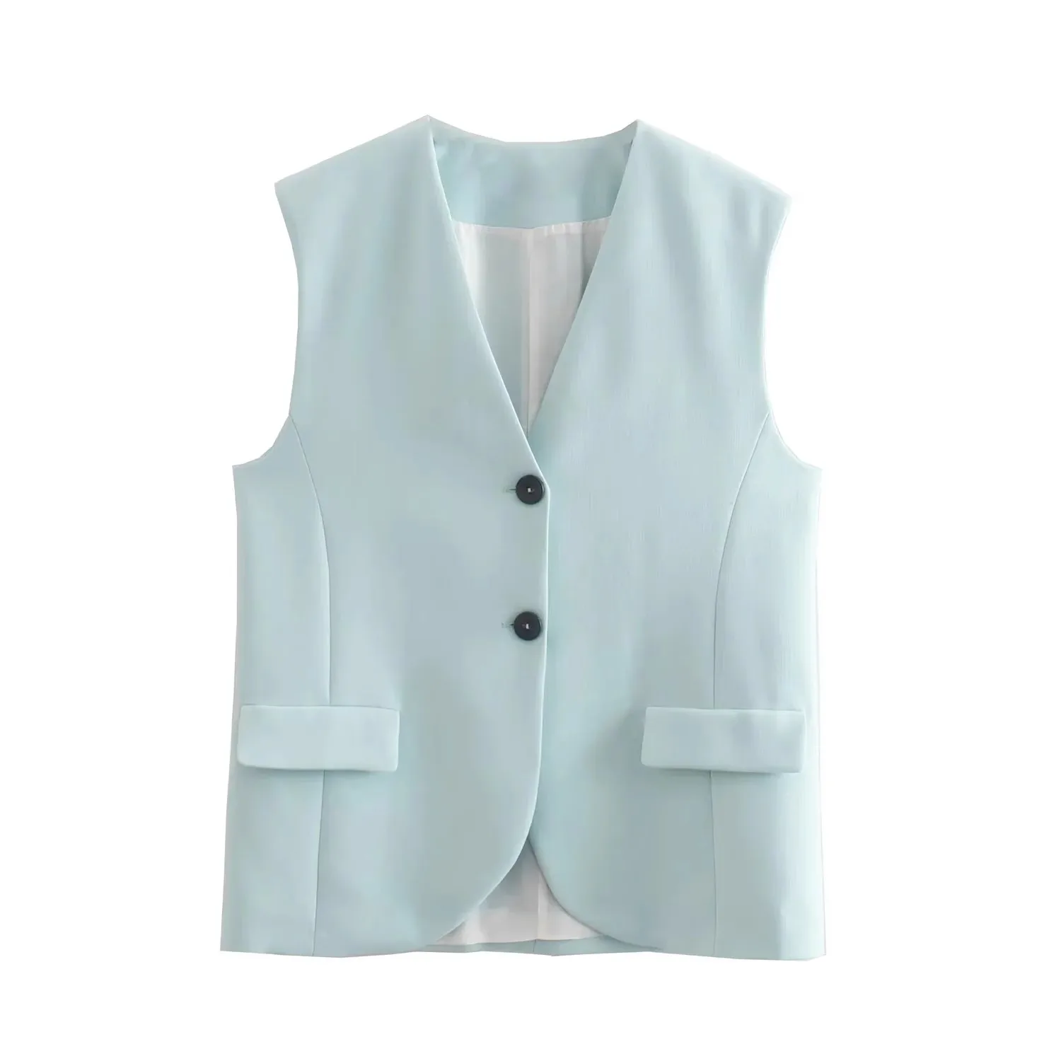 

Fashion Women's Vest Spring Autumn Chic V Neck Single Breasted Office Ladies Waistcoat New 2024 Spring Summer Colete Feminino