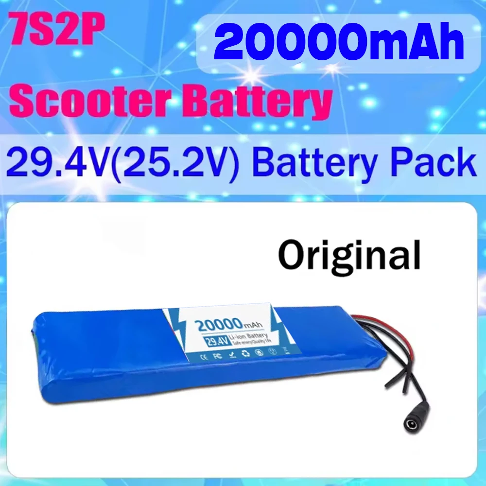 

7S2P 25.2V 20000mAh 18650 Lithium-ion Rechargeable Battery Pack 151.2Wh For 29.4V Electric Scooter Battery