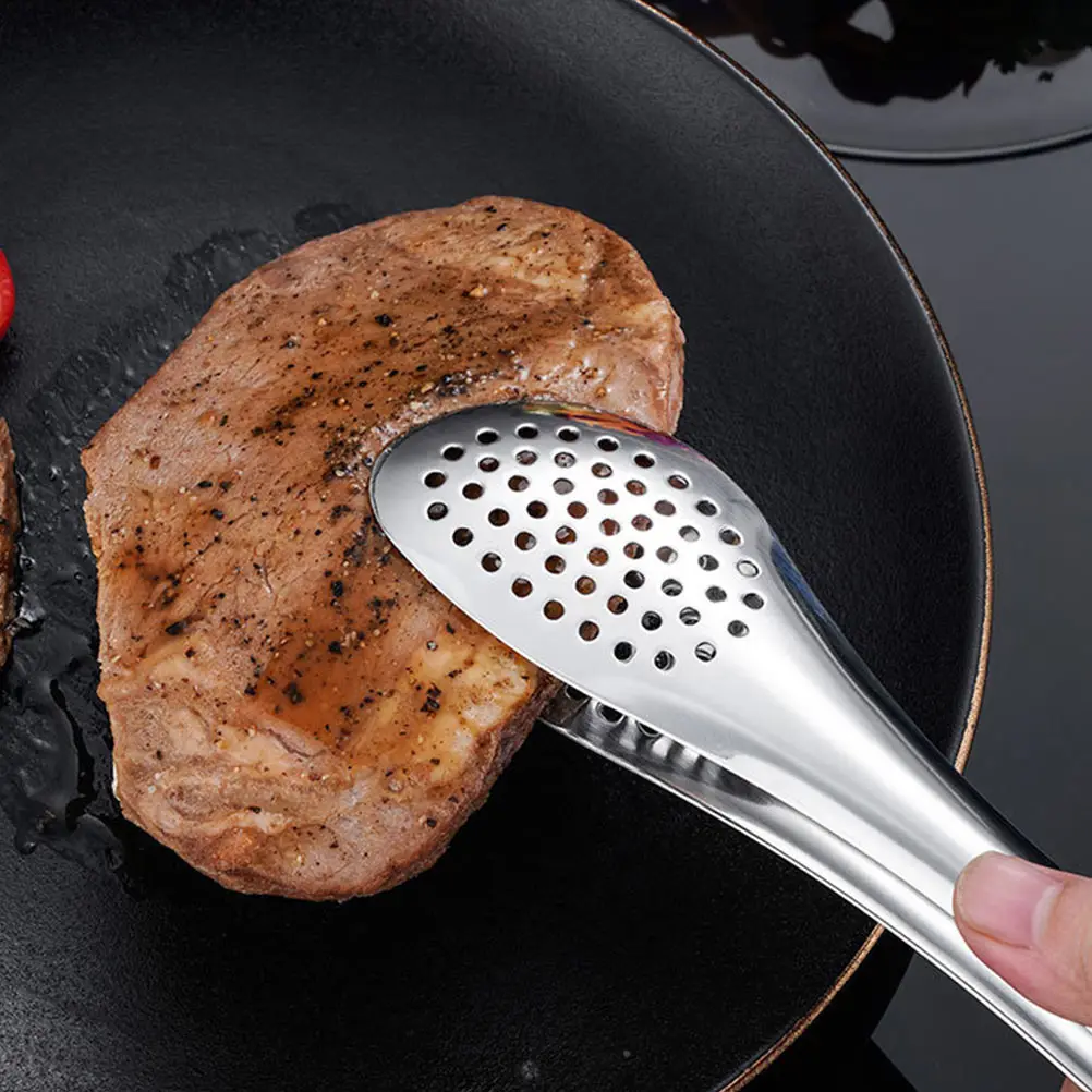 

2Pcs Stainless Steel Bbq Tongs Strong Kitchen Cooking Clamps Barbecue Steak Clips Food Clips Cooking Supplies