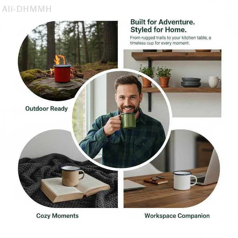 ZLinKJ Heavy Duty Enamel Mugs Scratch Resistant Custom Logo Multi Sizes Colors for Home Office Camping Picnic