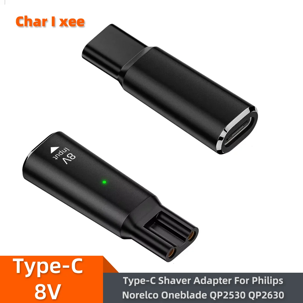 Adaptador de cargador de afeitadora tipo C HQ850 de 8V, convertidor de carga para Afeitadora eléctrica híbrida Philips One Blade QP2530 QP2630