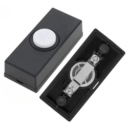 1pc Doorbell Push Button ABS Wired Connection Convenient Plastic Hard Wiring Black Door Bell Chime Bell Push Press Button Tools