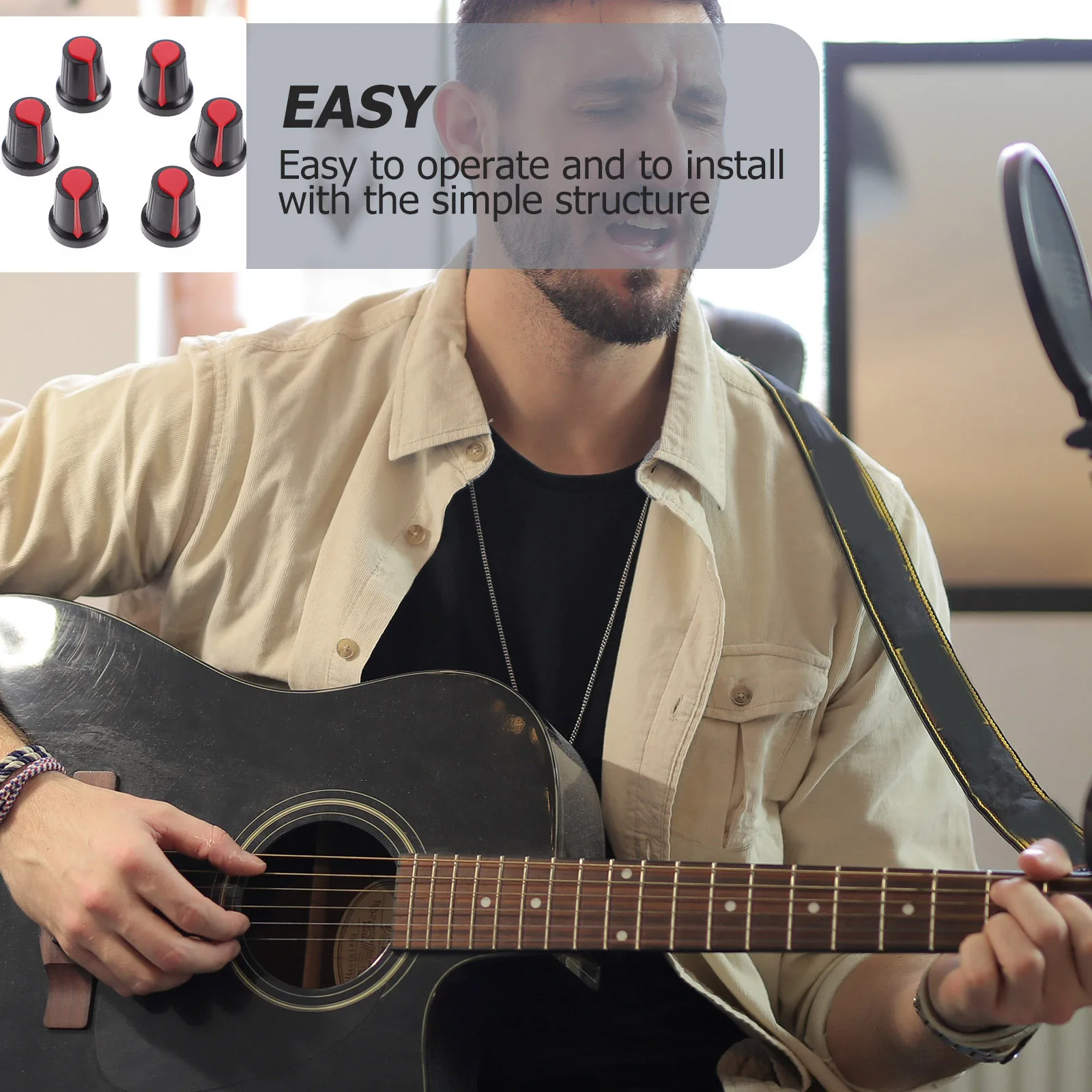 

50Pcs Potentiometer Knob Caps Plastic Durable Volume Amplifier Knob Replacement Guitar Volume Control Knobs Instrument Parts