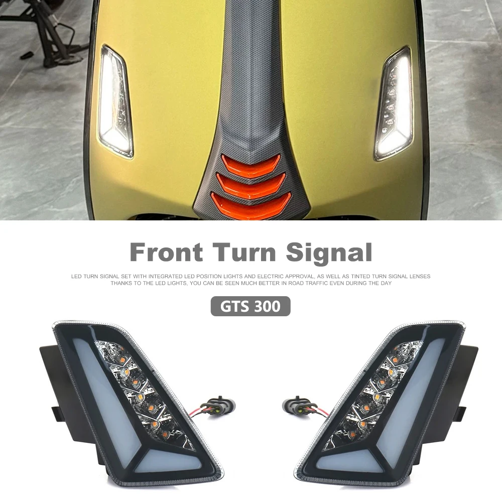 

Motorcycle Accessories LED Front Rear Turn Signal Indicator Daytime Running Light For Vespa GTS 300 GTS300 2023 2024 2025