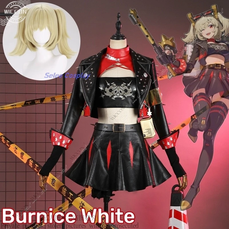 Burnice blanco nuevo disfraz de Cosplay peluca Zenless Zone Zero juego de rol gafas de fiesta de Halloween mujer Comic-Con disfraz conjunto de combate