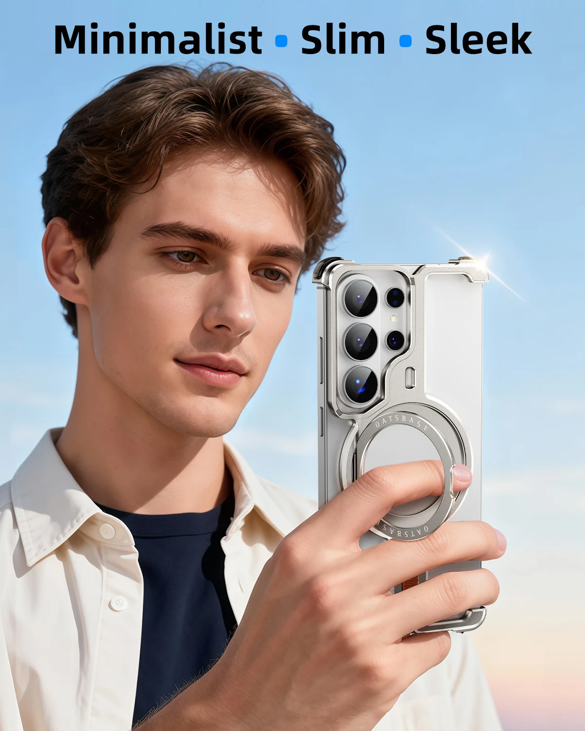 

Магнитный безрамочный тонкий чехол Oatsbasf для Samsung Galaxy S26 Ultra с подставкой и защитой на 360 градусов ° Поворотная подставка