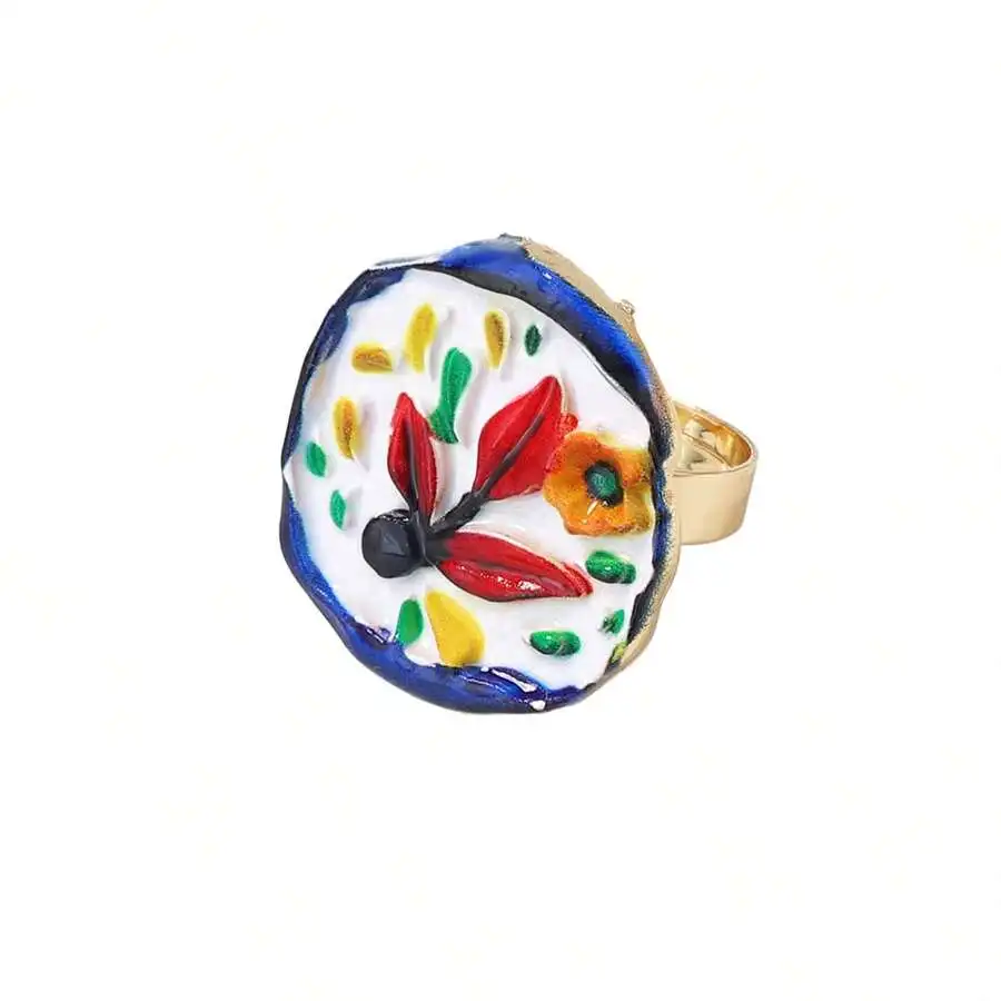 

Vintage Artistic Floral Open Adjustable Ring For Women Fashion Jewelry Gift