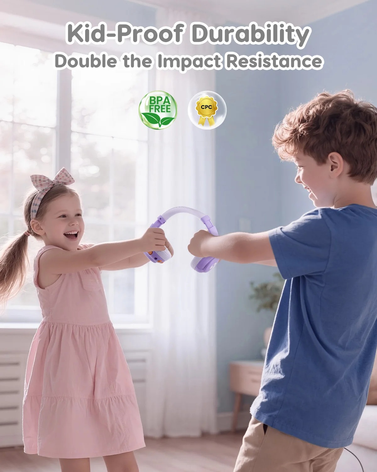 Headphone Nirkabel Awatrue Kids Over-Ear Bluetooth 5.4 untuk Balita, Volume Aman 85dB untuk iPad/YOTO Player/Tablet/Sekolah