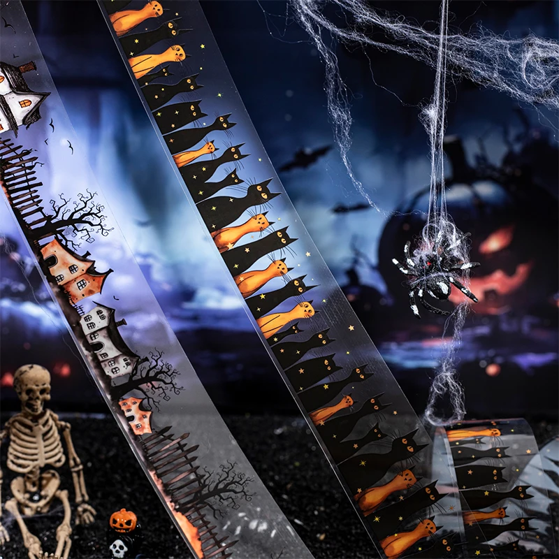 2 m/Rolle Retro Halloween Party PET Aufkleber Kreatives Handbuch Collage Dekoration DIY Scrapbook Material Abdeckband