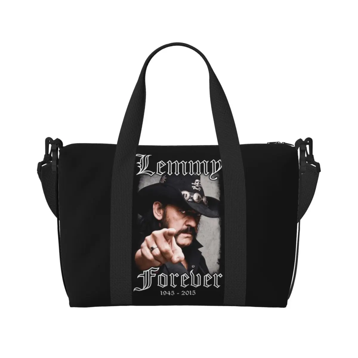 Custom Retro Rock Singer Lemmys Beach Tote Bag Women Big Compartment Gym Beach Travel Bags