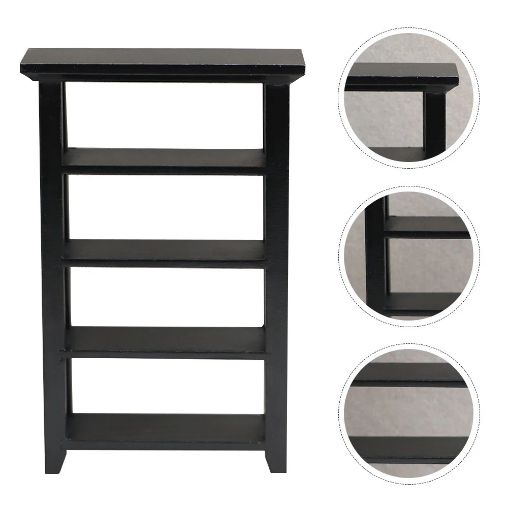 Simulation Frame Mini Book Shelf Adornment Play House Plaything Supplies Bookcase Model Wooden Furnishing Supply Bookshelf