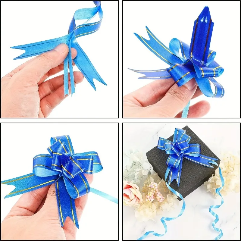 10/30/60PCS Solid Color Bow Colorful Ribbons DIY Gift Packaging Decoration Christmas Wedding Birthday Party Gift Decoration