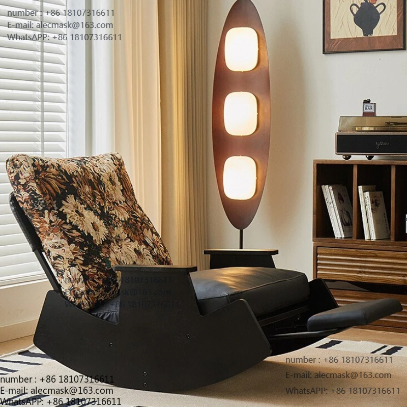 

Solid wood rocking chair home retro leisure recliner balcony single lazy sofa