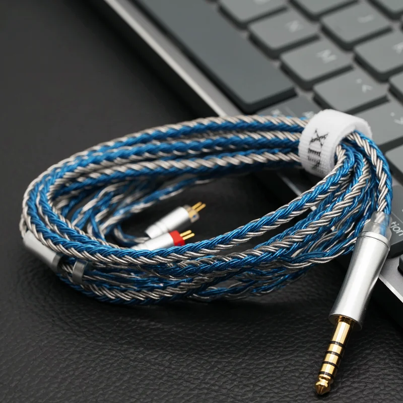 XINHS Y30 16-adriges blau-graues gemischtes 5N-Einzelkristall-Kupfer-versilbertes Kopfhörer-Upgrade-Kabel, 0,78 2-polig/HD650/IE900/QDC/MMCX – Detail 6