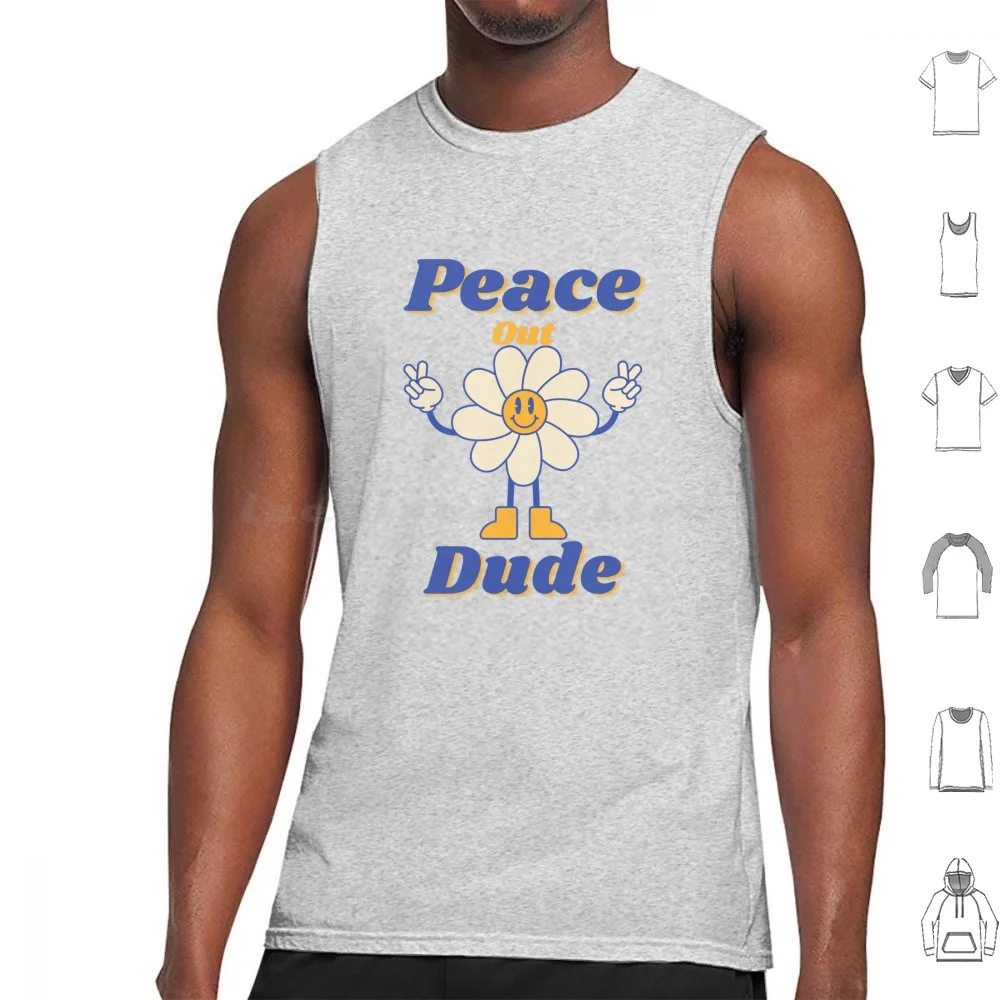 Peace Out Dude Tank Tops Vest Sleeveless Groovy Peace Out Aesthetic Peace Pack Peace Sign Trending Cute Laptop Pack Bundle