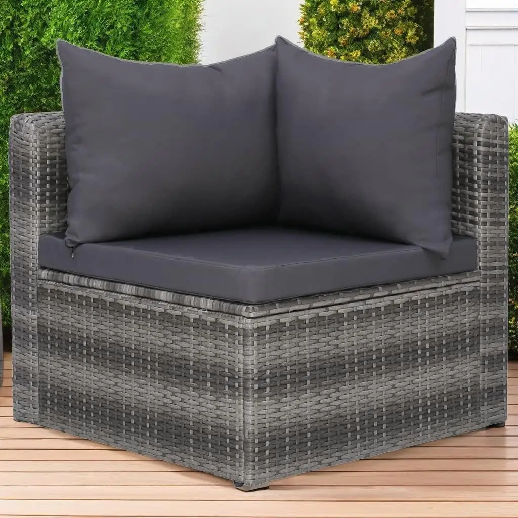 8-Piece Gray Poly Rattan Patio Lounge Set with Cushions for Outdoor Comfort