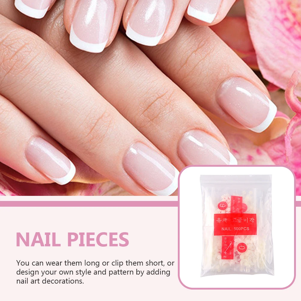 

500pcs French Fake Tips Durable Artificial Nails For Women Lengthen Manicure Nail Art Patches Diy False Nail Pieces