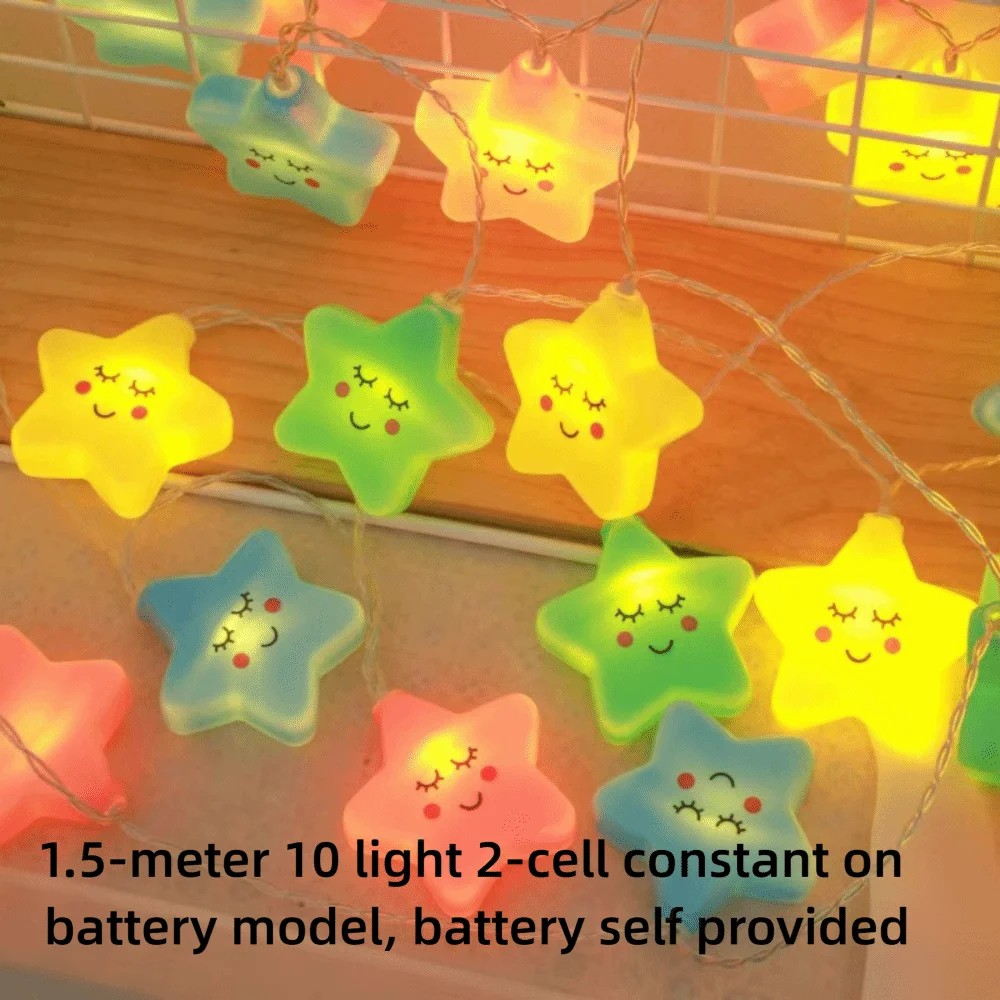 

Colorful Design LED Star Lights Waterproof Design 1.5m Decorative String Lights USB Powered Ambient Lights Birthday Party