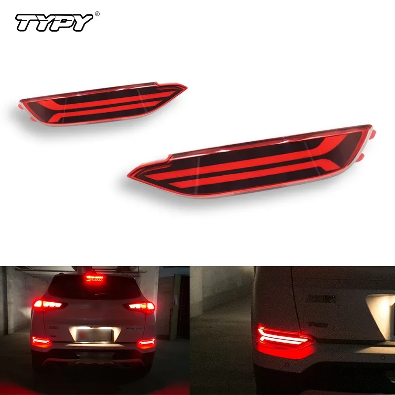 

TYPY Автомобильный мигающий 2 шт. Автомобильный светодиодный отражатель для Hyundai tucson 2015 2016 2017 2018 указатель поворота стоп-сигнал задний противотуманный фонарь