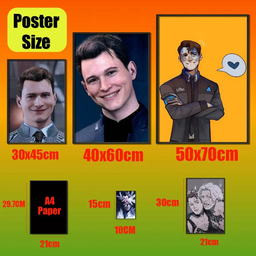 For Detroit Become Human Poster Cover Sticker Paper Home Decoration Custom Self-adhesive Souvenirs Playbill