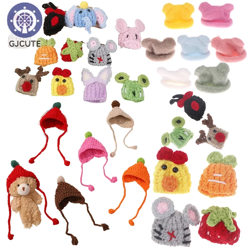 1Pcs Cute Doll Hat Mini Straps Handmade Woven Hook Head Covers Mini Knitted Woolen Finger Cap Cartoon DIY Doll Decoration Toy