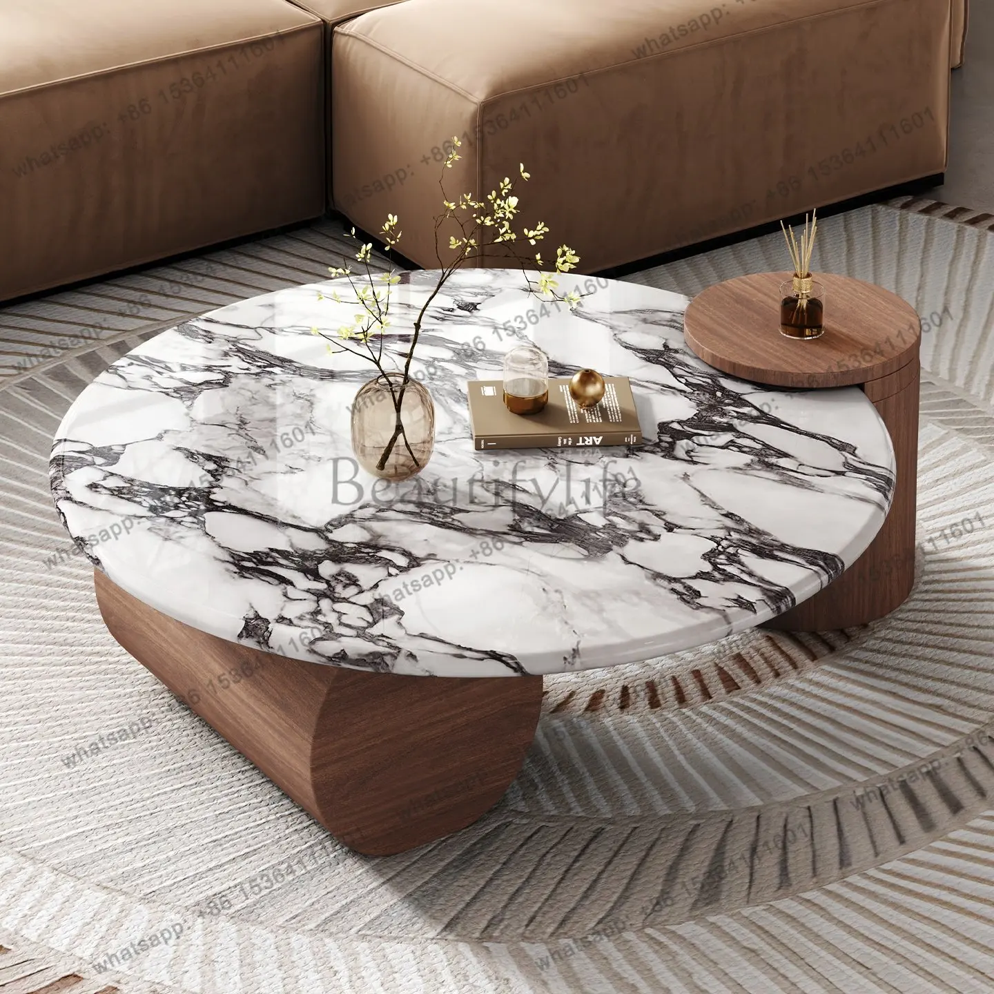 FG French marble coffee table round light luxury household small apartment living room high-end Italian minimalist coffee table