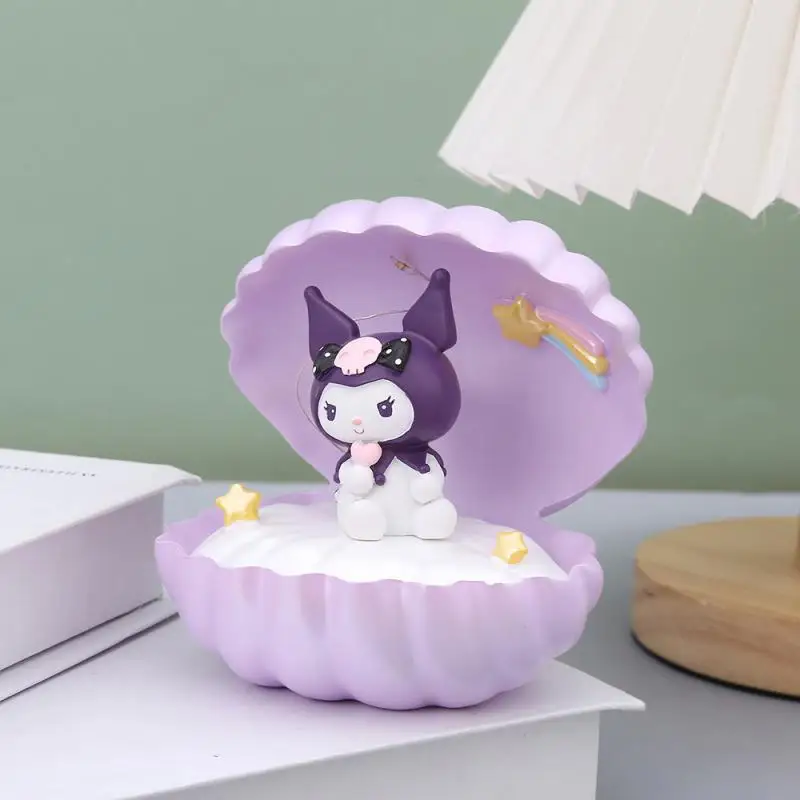 Cartoon Anime Sanrios Night Light Cute Kuromi My Melody Cinnamoroll 3D Doll Resin Craft Creative Desktop Decoration Student Gift